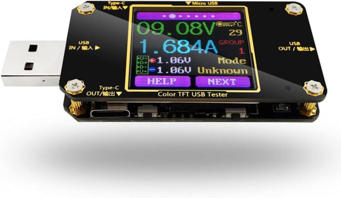 A3 USB Power Multimeter Type-C / Micro USB Current & Voltage Monitor / Battery Capacity Tester