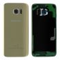 Samsung Galaxy S7 Edge Battery Cover / Black Glass - Gold GH82-11346C