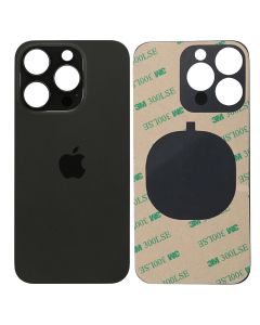 iPhone 15 Pro Big Camera Hole Back Glass Battery Cover Replacement + 3M Adhesive Black