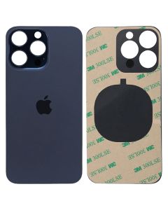 iPhone 15 Pro Max Big Camera Hole Back Glass Battery Cover Replacement + 3M Adhesive Blue Titanium