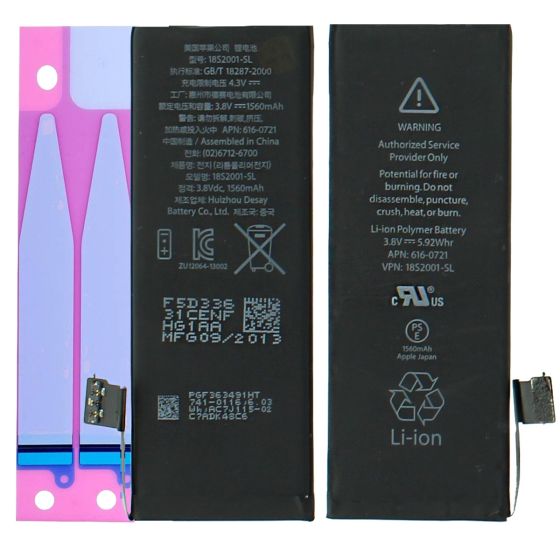 Apple iPhone 5S Internal Battery Replacement 1560mAh + Adhesive