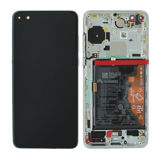 Huawei P40 LCD & Touch Screen Digitizer + Battery - Ice White 02353MFW