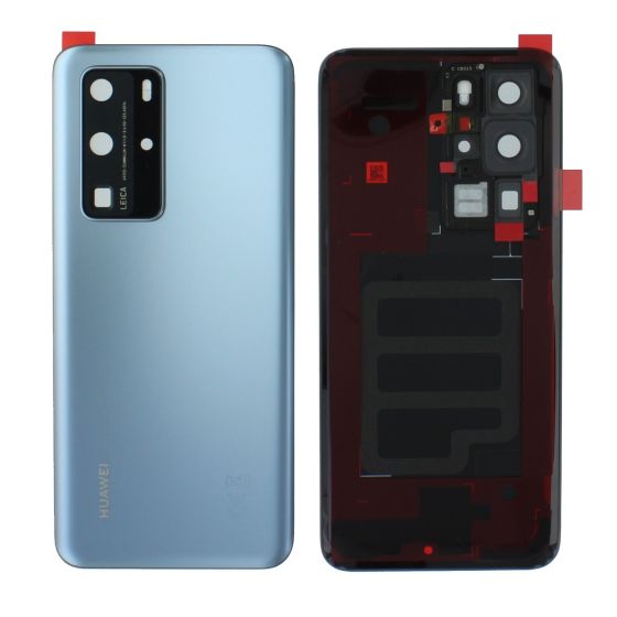 Huawei P40 Pro Battery Cover Back Glass Cam Lens Adhesive Silver Frost 02353MNA