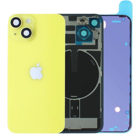 iPhone 14 Rear Back Glass + MagSafe NFC Wireless Charging Flex & Adhesive Yellow