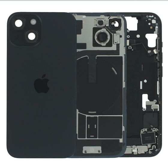 Apple iPhone 15 Back Glass & Middle Frame + Small Parts Black USA