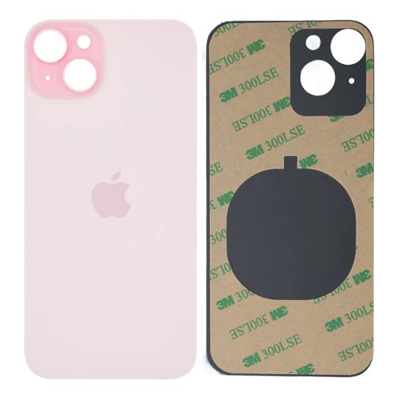 iPhone 15 Plus Big Camera Hole Back Glass Battery Cover Replacement + 3M Adhesive Pink
