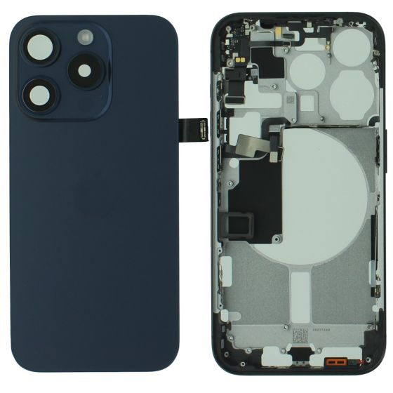 Apple iPhone 15 Pro Rear Glass & Middle Frame With Small Parts - Blue Titanium 