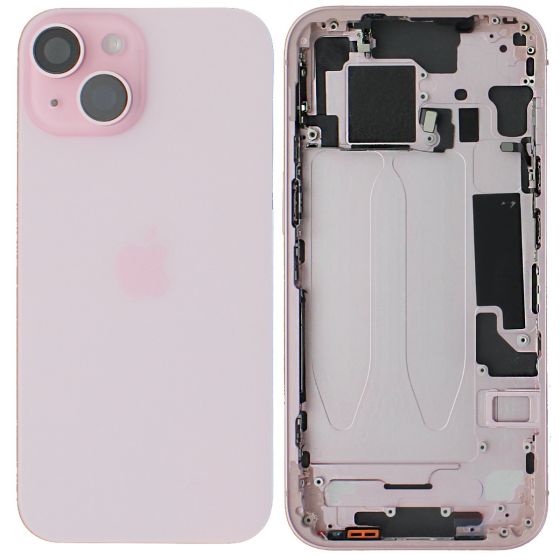 Apple iPhone 15 Rear Glass & Middle Frame Assembly With Small Parts - Pink