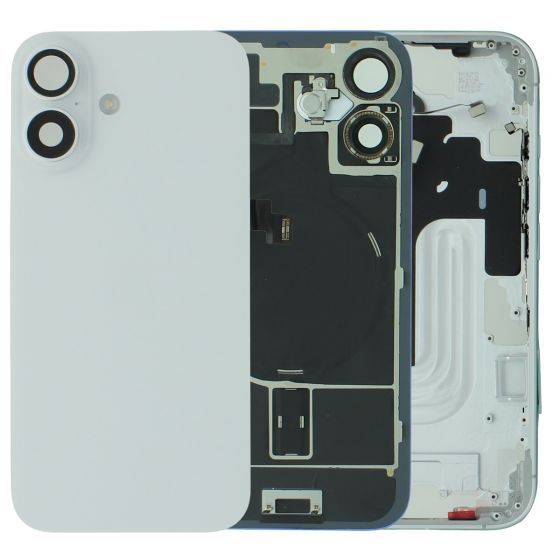Apple iPhone 16 Rear Glass & Middle Frame Assembly + Small Parts - White