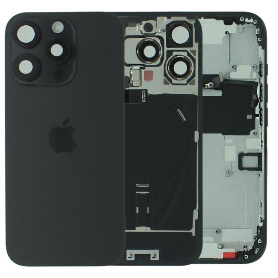 Apple iPhone 16 Pro Rear Glass & Middle Frame Assembly + Small Parts - Black Titanium