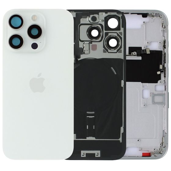 Apple iPhone 16 Pro Rear Glass & Middle Frame Assembly + Small Parts - White Titanium