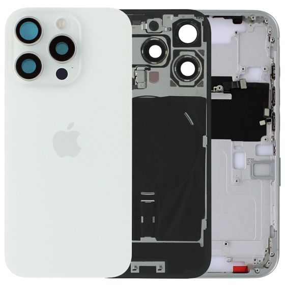 Apple iPhone 16 Pro Max Rear Glass & Middle Frame Assembly + Small Parts - White Titanium