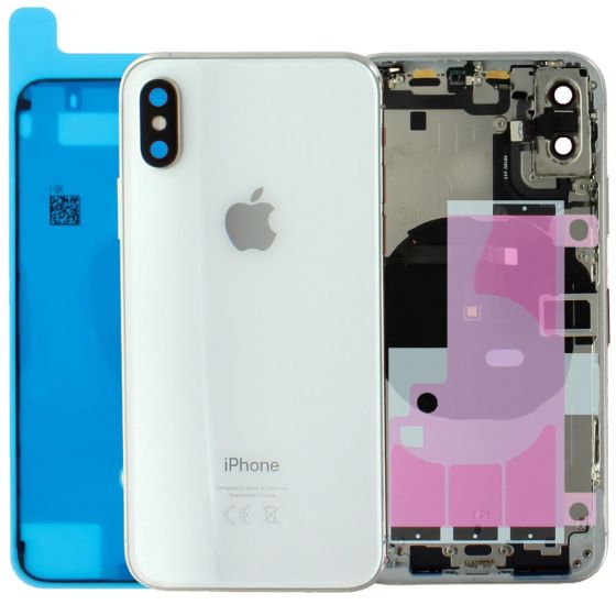 Apple iPhone XS Rear Housing Case Chassis + Replacement Components Silver