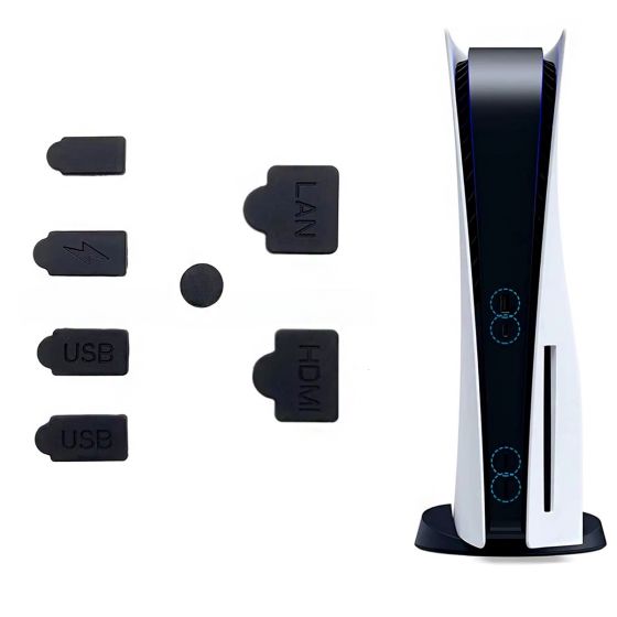 PlayStation 5 PS5 Dust Covers Anti Plugs USB HDMI LAN POWER Dustproof Cover Set