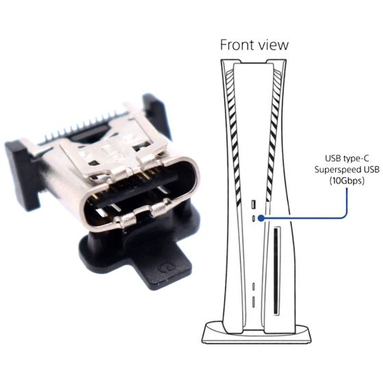 Sony PlayStation 5 PS5 Replacement Front Facing USB 3.0 Type C Port Front Connector 10GBPS
