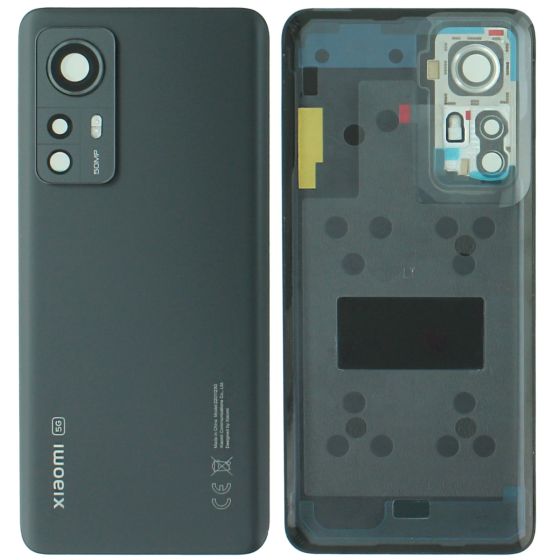 Xiaomi 12 2201123G Battery Cover / Back Glass + Cam Lens - Black 56000600L300